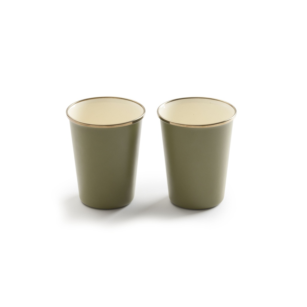 Enamel 2-Tone Tall Cup Set - Olive Drab