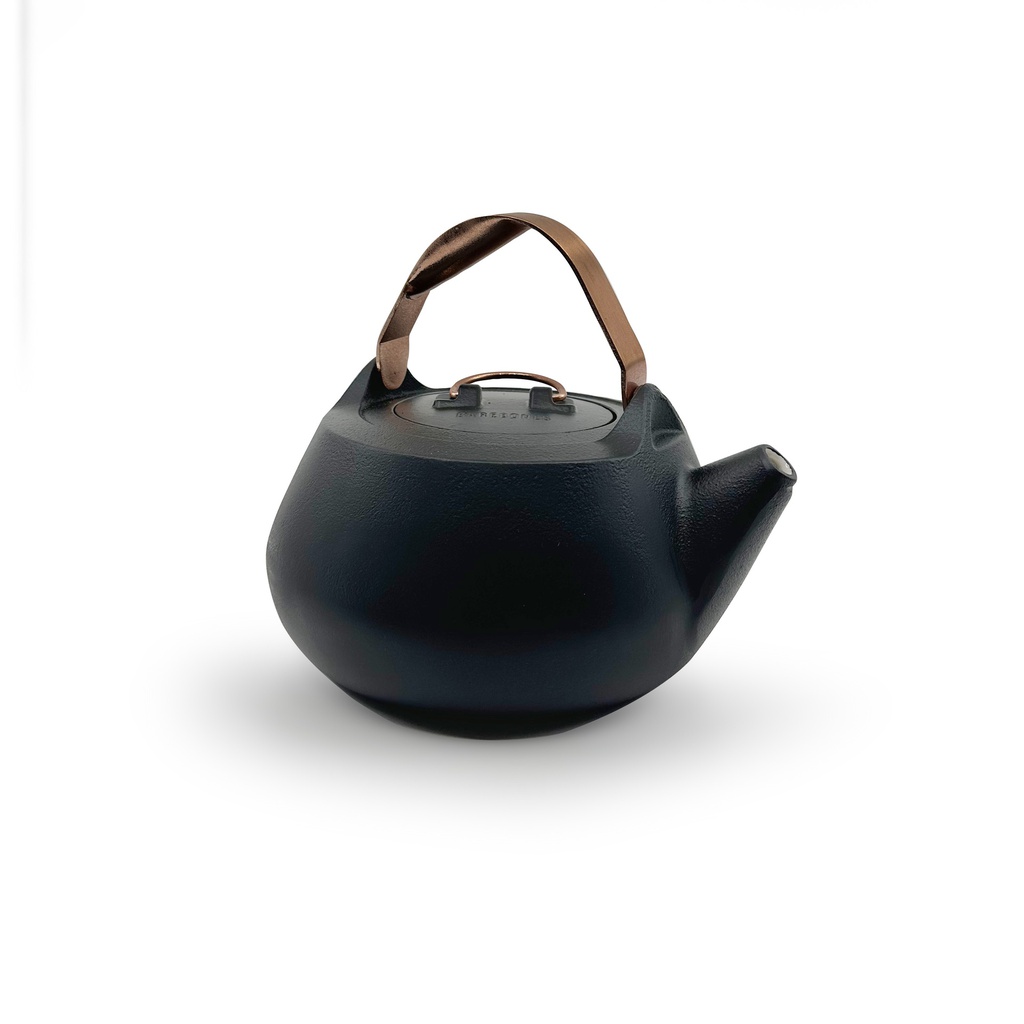 Enamel Lined Cast Iron Teapot - Vintage White
