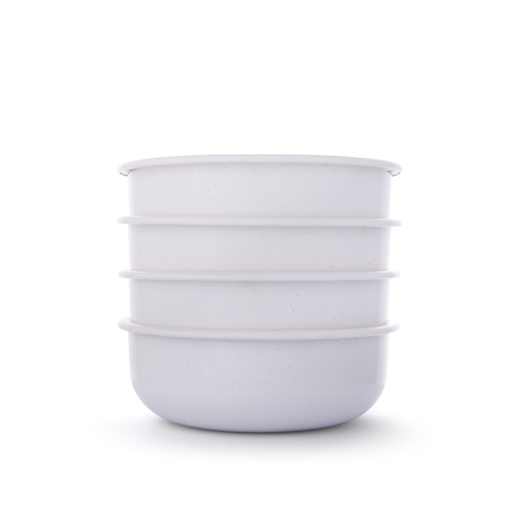 辊轧搪瓷碗 大号 蛋壳白 4个装(Rolled Enamelware Bowl - Soft White 4-PK）