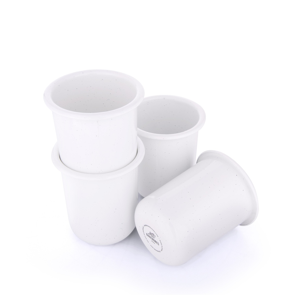 辊轧搪瓷杯 蛋壳白 4个装(Rolled Enamelware Cup - Soft White 4-PK）