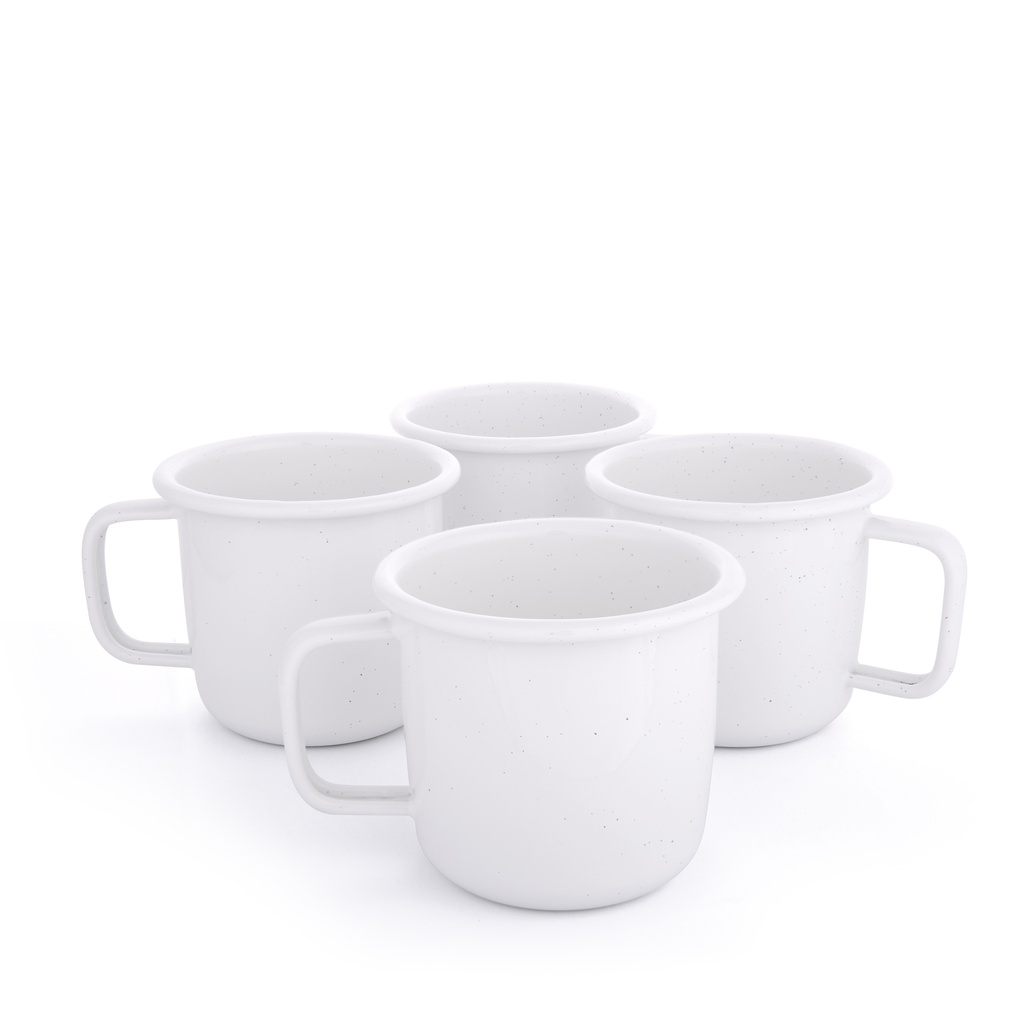辊轧搪瓷马克杯 蛋壳白 4个装(Rolled Enamelware Mug - Soft White 4-PK）