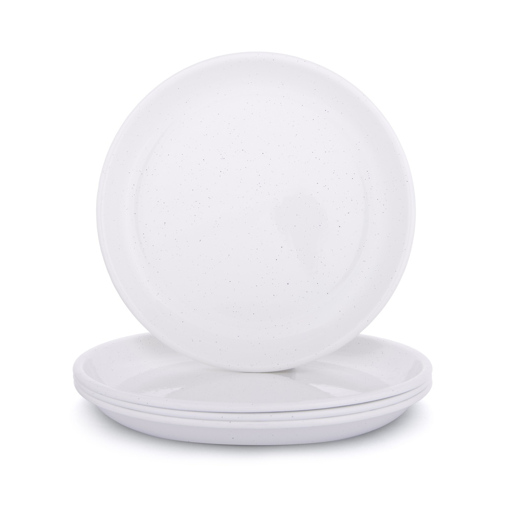 辊轧搪瓷盘 蛋壳白 4个装(Rolled Enamelware Plate - Soft White 4-PK）