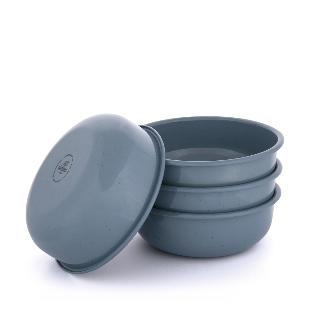 辊轧搪瓷碗 小号 烟熏蓝 4个装(Rolled Enamelware Side Bowl - Smoky Blue 4-PK）