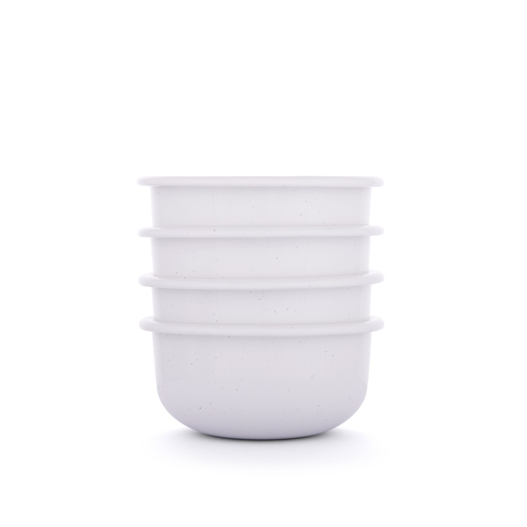 辊轧搪瓷碗 小号 蛋壳白 4个装(Rolled Enamelware Side Bowl - Soft White 4-PK）