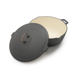 [CKW-1100] Enamel Lined Cast Iron Crock Pot - Vintage White
