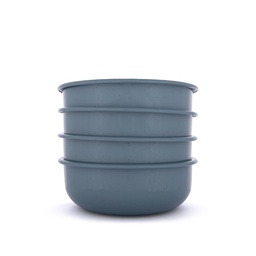 [CKW-1057] 辊轧搪瓷碗 大号 烟熏蓝 4个装(Rolled Enamelware Bowl - Smoky Blue 4-PK)