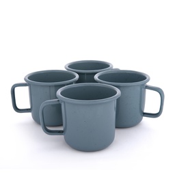 [CKW-1061] 辊轧搪瓷马克杯 烟熏蓝 4个装(Rolled Enamelware Mug - Smoky Blue 4-PK）