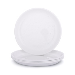 [CKW-1052] 辊轧搪瓷盘 蛋壳白 4个装(Rolled Enamelware Plate - Soft White 4-PK）